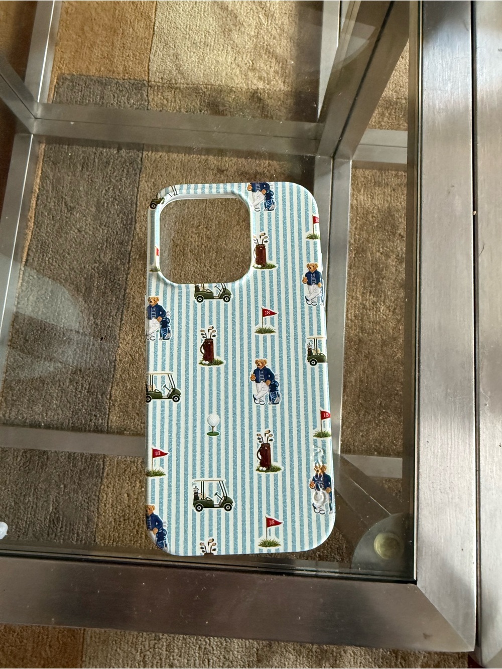 Golf Bear Stripe iPhone 16 Pro Case in Light Blue - Casely